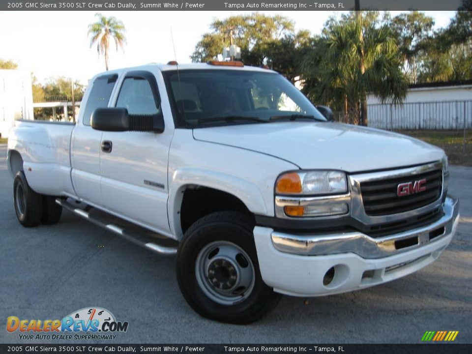 2005 GMC Sierra 3500 SLT Crew Cab Dually Summit White / Pewter Photo #5