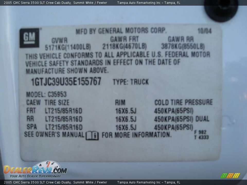 2005 GMC Sierra 3500 SLT Crew Cab Dually Summit White / Pewter Photo #34