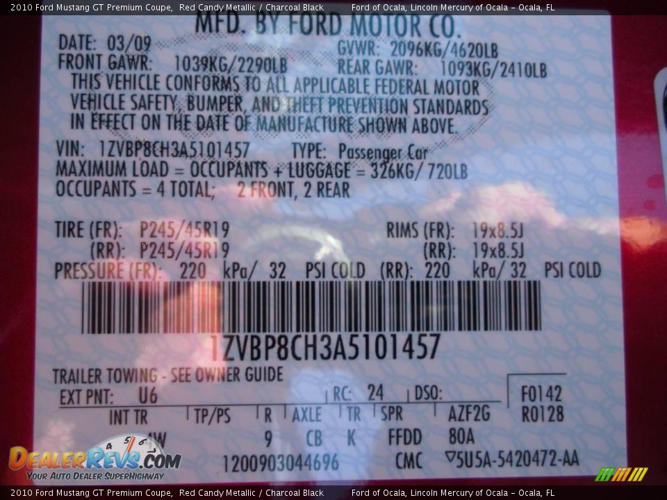 2010 Ford Mustang GT Premium Coupe Red Candy Metallic / Charcoal Black Photo #11