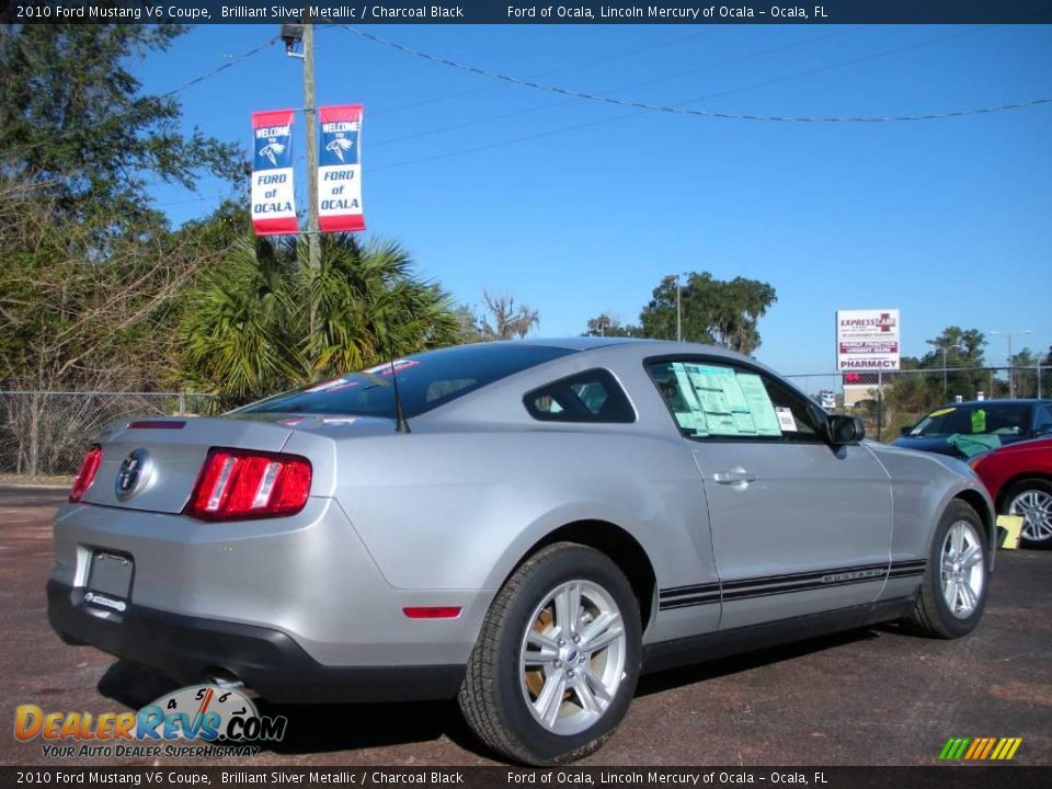 2010 Ford Mustang V6 Coupe Brilliant Silver Metallic / Charcoal Black Photo #3