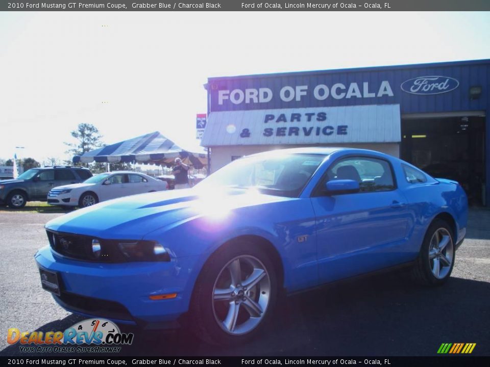 2010 Ford Mustang GT Premium Coupe Grabber Blue / Charcoal Black Photo #1
