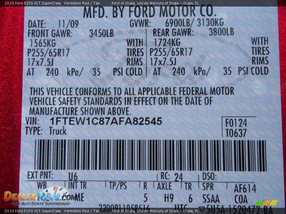 2010 Ford F150 XLT SuperCrew Vermillion Red / Tan Photo #10