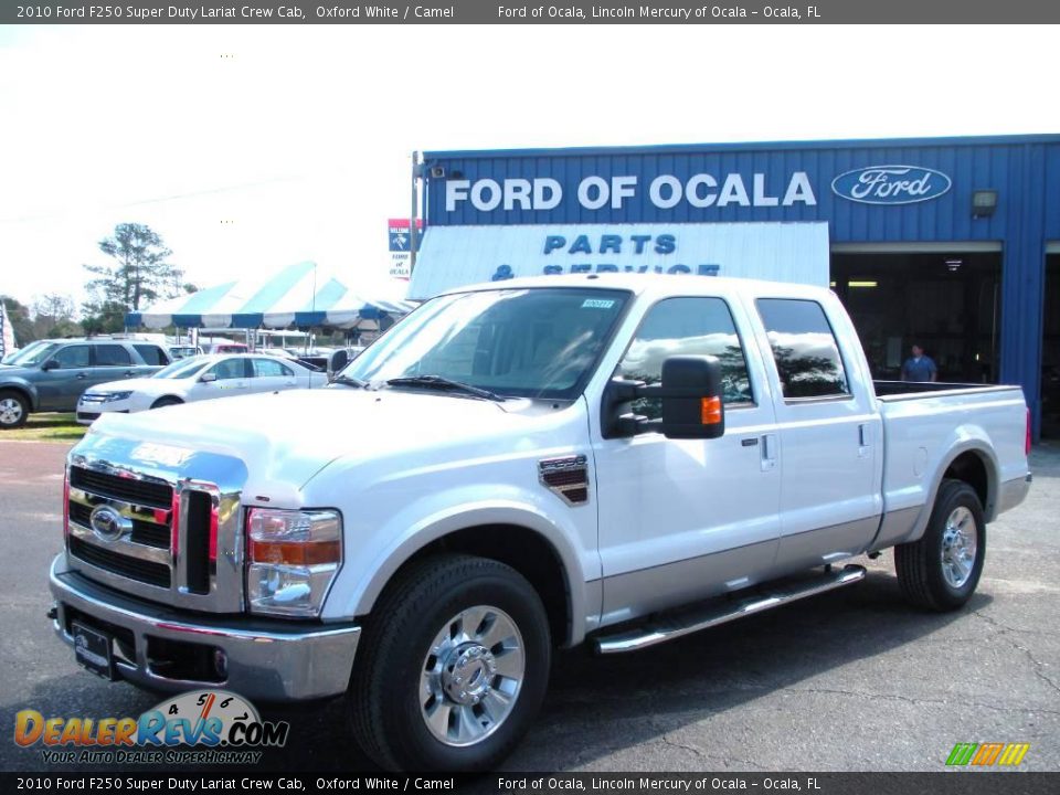2010 Ford F250 Super Duty Lariat Crew Cab Oxford White / Camel Photo #1