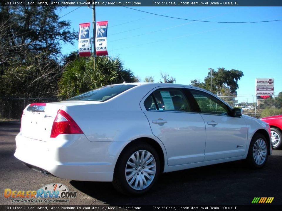 2010 Ford Fusion Hybrid White Platinum Tri-coat Metallic / Medium Light Stone Photo #3