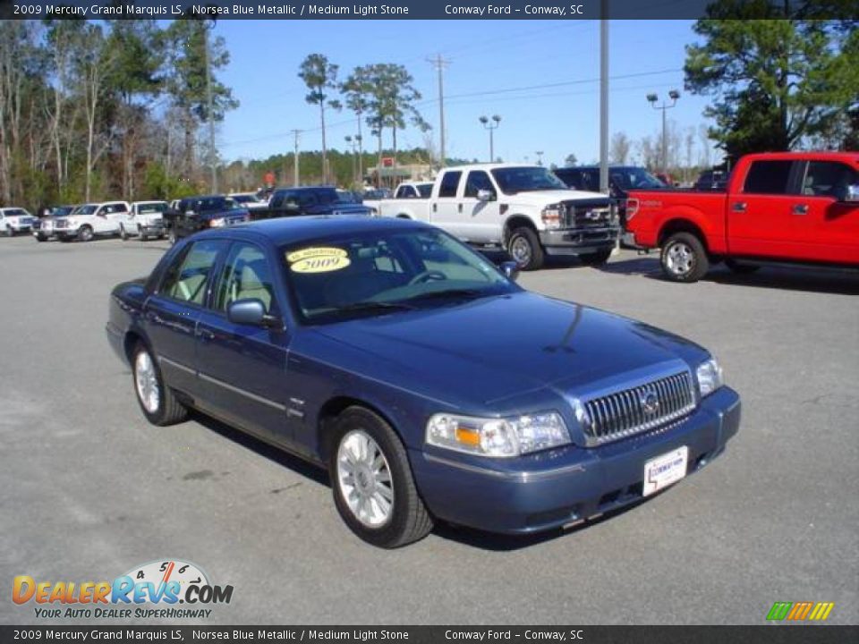 2009 Mercury Grand Marquis LS Norsea Blue Metallic / Medium Light Stone Photo #3