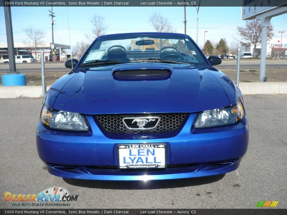 2004 Ford Mustang V6 Convertible Sonic Blue Metallic / Dark Charcoal Photo #2
