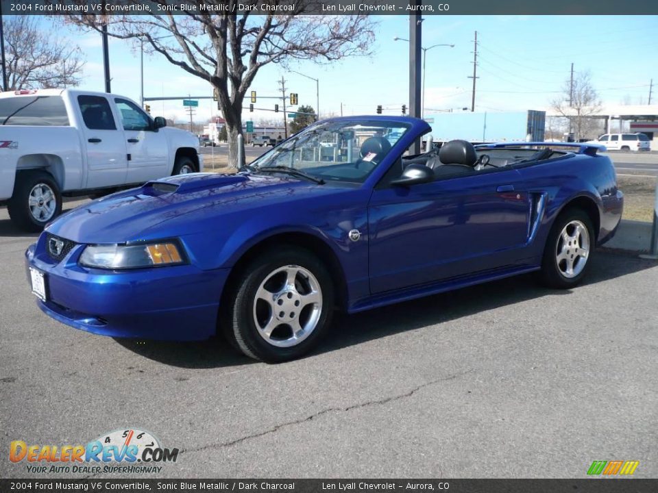 2004 Ford Mustang V6 Convertible Sonic Blue Metallic / Dark Charcoal Photo #3