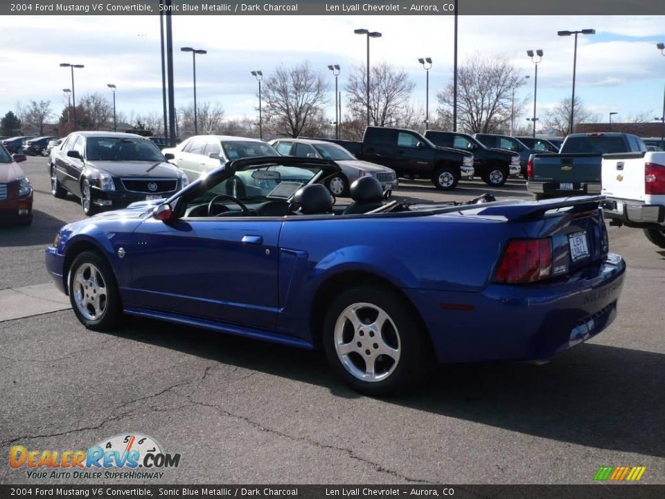 2004 Ford Mustang V6 Convertible Sonic Blue Metallic / Dark Charcoal Photo #4