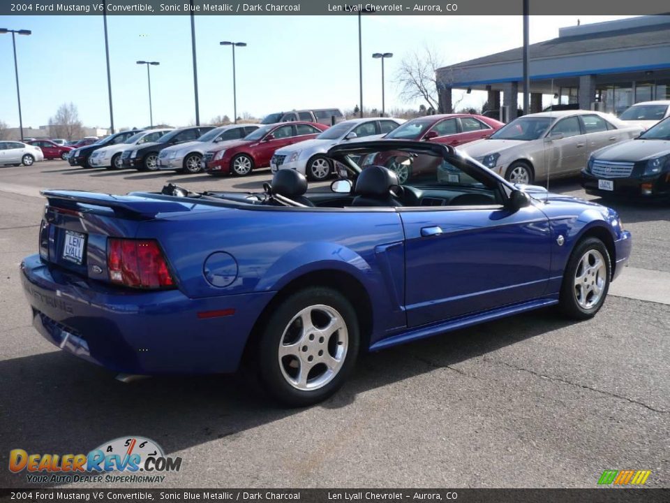 2004 Ford Mustang V6 Convertible Sonic Blue Metallic / Dark Charcoal Photo #6