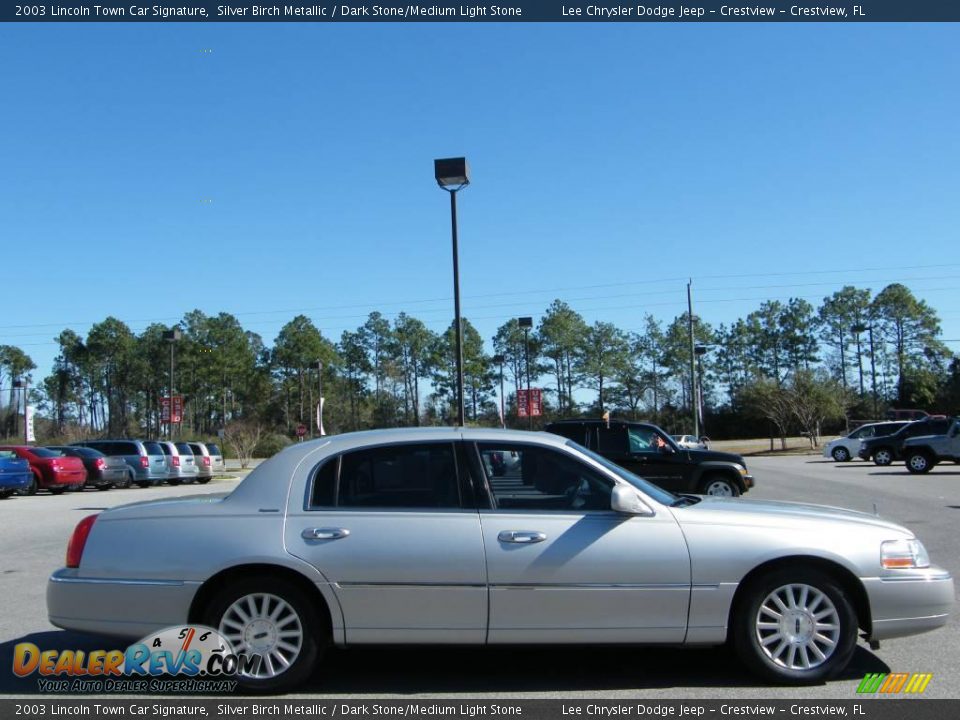 2003 Lincoln Town Car Signature Silver Birch Metallic / Dark Stone/Medium Light Stone Photo #6