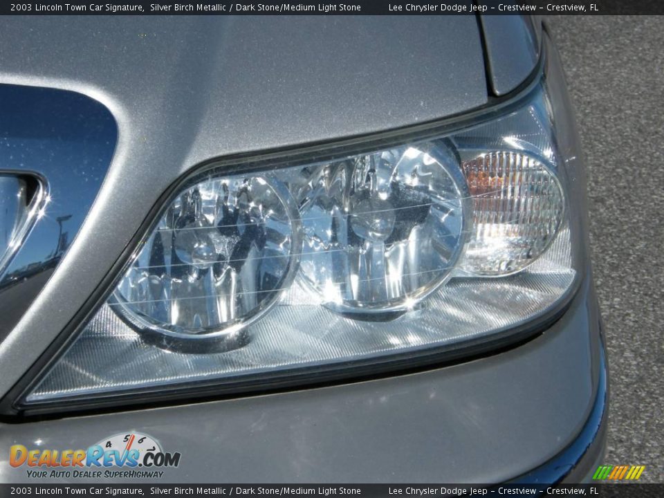 2003 Lincoln Town Car Signature Silver Birch Metallic / Dark Stone/Medium Light Stone Photo #9