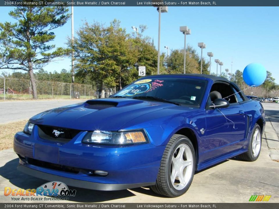 2004 Ford Mustang GT Convertible Sonic Blue Metallic / Dark Charcoal Photo #1