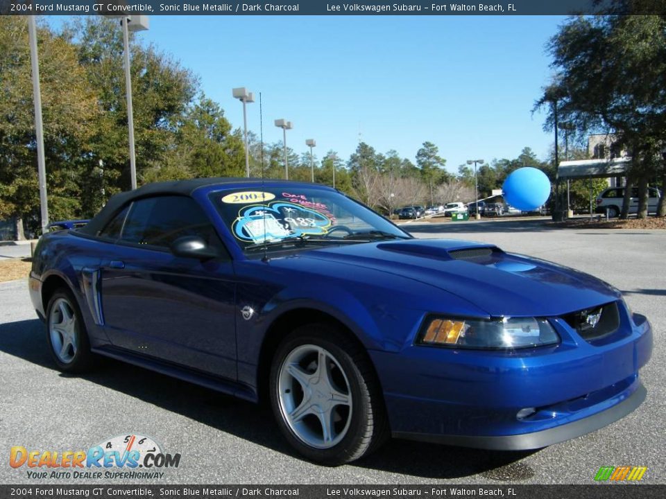 2004 Ford Mustang GT Convertible Sonic Blue Metallic / Dark Charcoal Photo #6