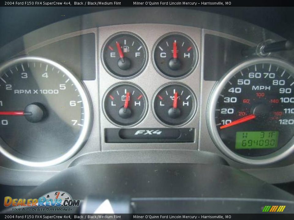 2004 Ford F150 FX4 SuperCrew 4x4 Black / Black/Medium Flint Photo #34