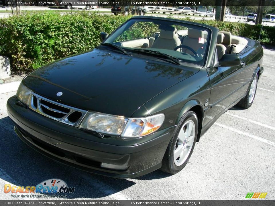 2003 Saab 9-3 SE Convertible Graphite Green Metallic / Sand Beige Photo #1