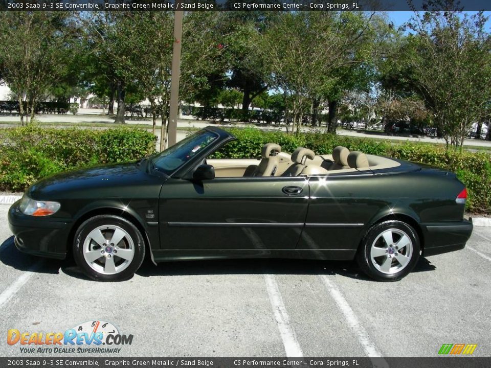 2003 Saab 9-3 SE Convertible Graphite Green Metallic / Sand Beige Photo #2