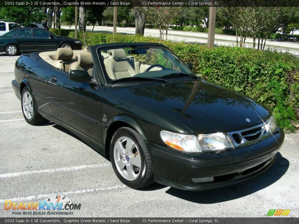 2003 Saab 9-3 SE Convertible Graphite Green Metallic / Sand Beige Photo #3