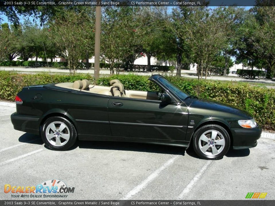 2003 Saab 9-3 SE Convertible Graphite Green Metallic / Sand Beige Photo #4