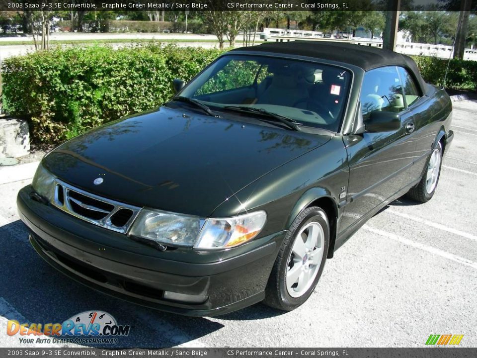 2003 Saab 9-3 SE Convertible Graphite Green Metallic / Sand Beige Photo #6