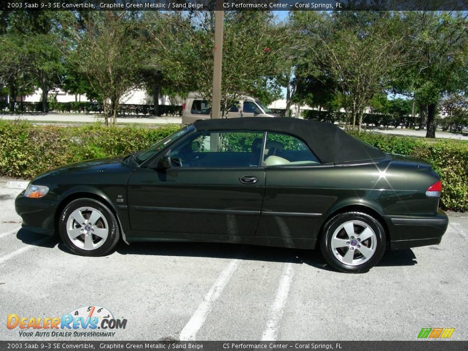 2003 Saab 9-3 SE Convertible Graphite Green Metallic / Sand Beige Photo #7