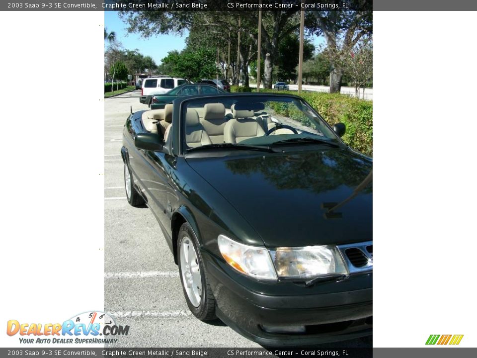 2003 Saab 9-3 SE Convertible Graphite Green Metallic / Sand Beige Photo #10