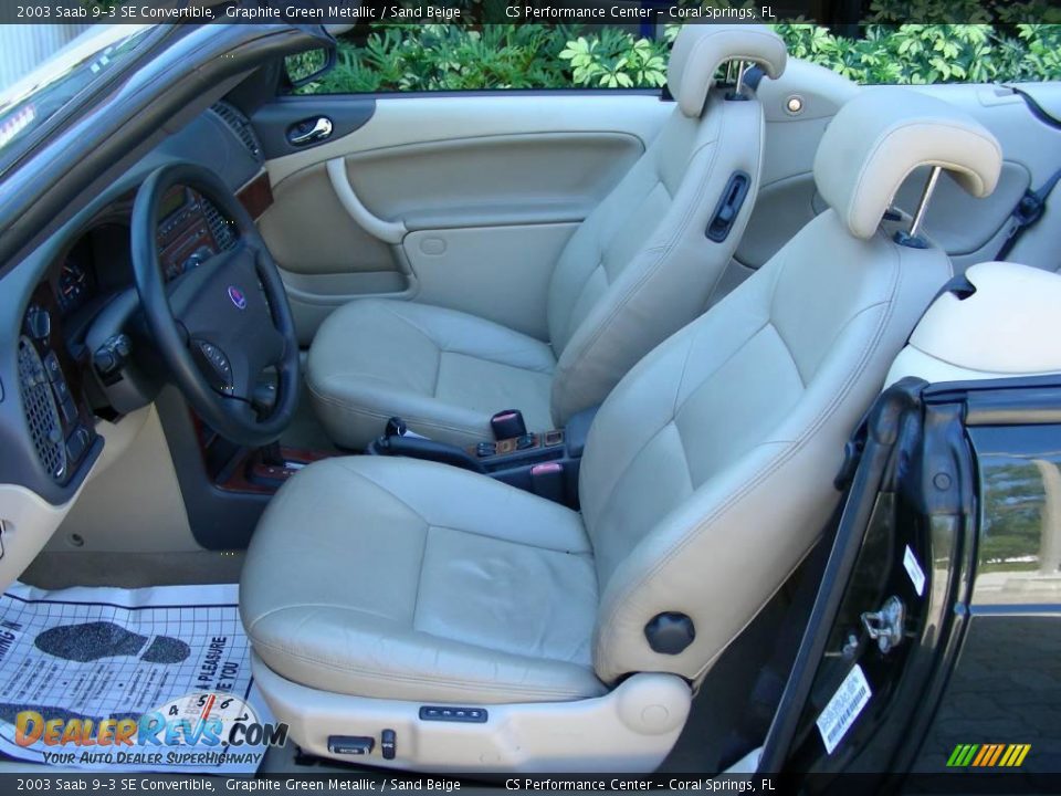 2003 Saab 9-3 SE Convertible Graphite Green Metallic / Sand Beige Photo #19