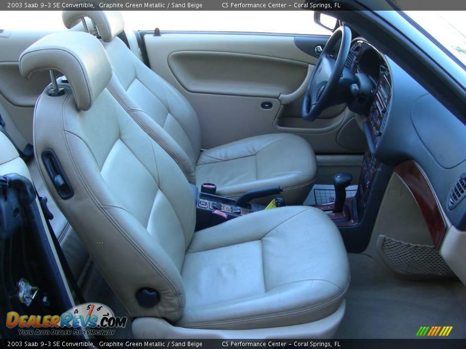 2003 Saab 9-3 SE Convertible Graphite Green Metallic / Sand Beige Photo #21