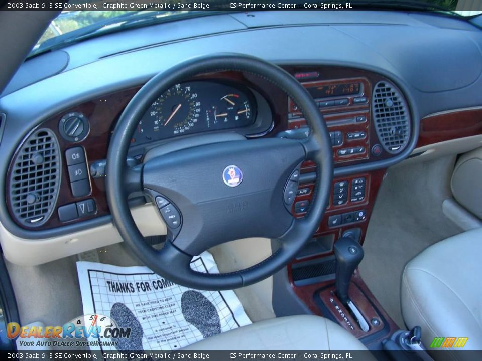 2003 Saab 9-3 SE Convertible Graphite Green Metallic / Sand Beige Photo #23