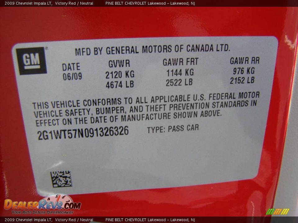 2009 Chevrolet Impala LT Victory Red / Neutral Photo #14