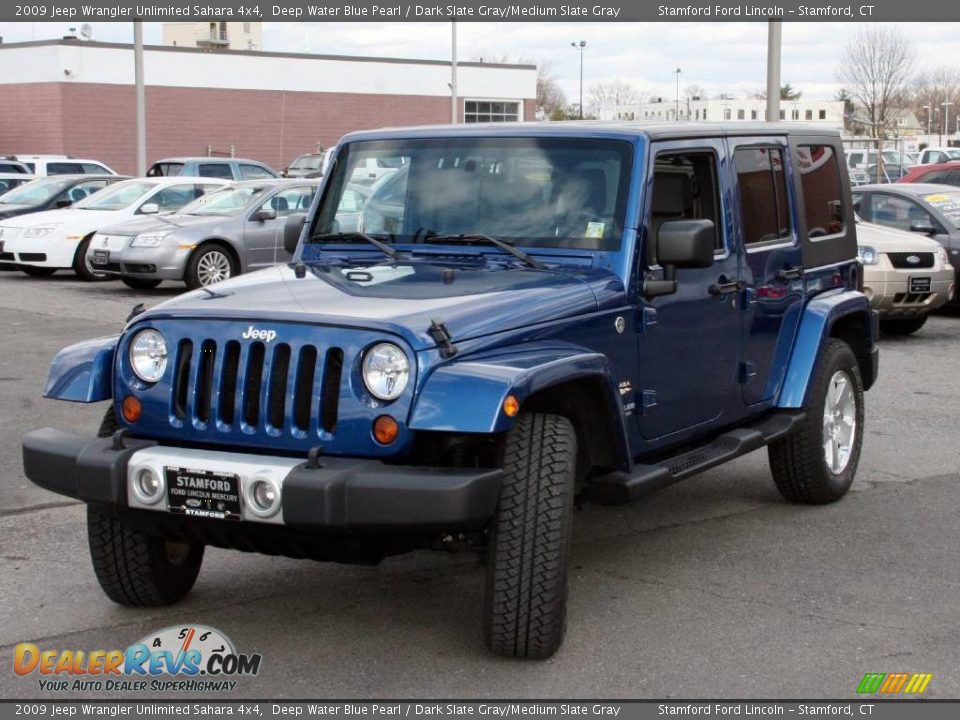 2009 Jeep Wrangler Unlimited Sahara 4x4 Deep Water Blue Pearl / Dark Slate Gray/Medium Slate Gray Photo #1