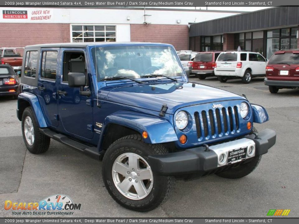 2009 Jeep Wrangler Unlimited Sahara 4x4 Deep Water Blue Pearl / Dark Slate Gray/Medium Slate Gray Photo #3