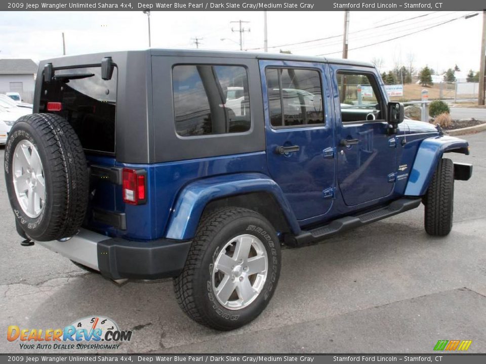 2009 Jeep Wrangler Unlimited Sahara 4x4 Deep Water Blue Pearl / Dark Slate Gray/Medium Slate Gray Photo #5