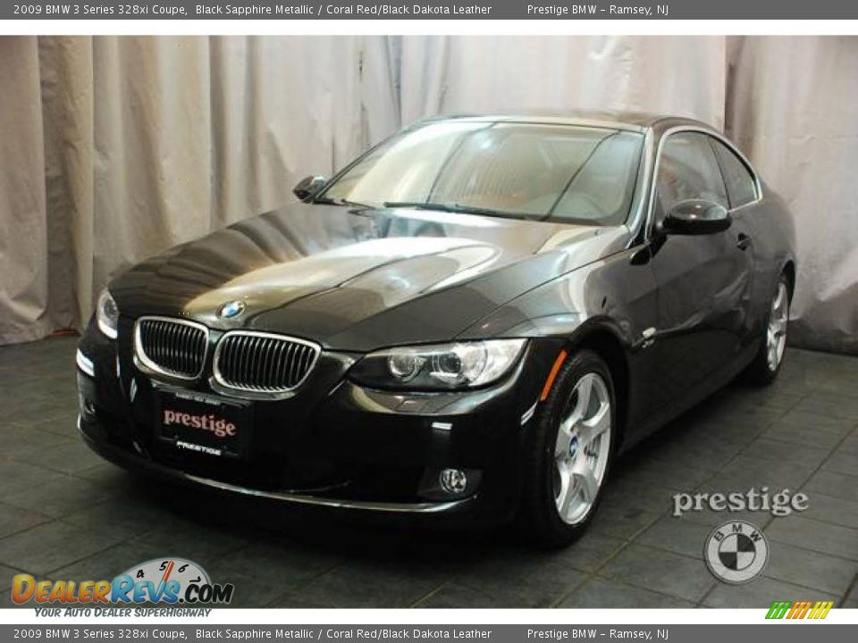 2009 BMW 3 Series 328xi Coupe Black Sapphire Metallic / Coral Red/Black Dakota Leather Photo #1