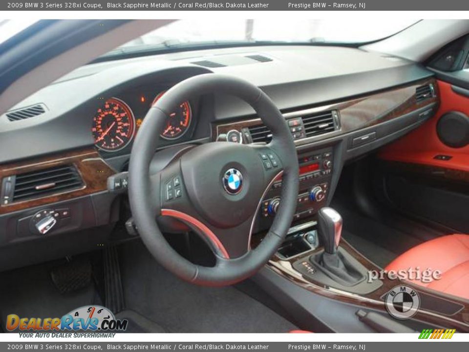 2009 BMW 3 Series 328xi Coupe Black Sapphire Metallic / Coral Red/Black Dakota Leather Photo #11