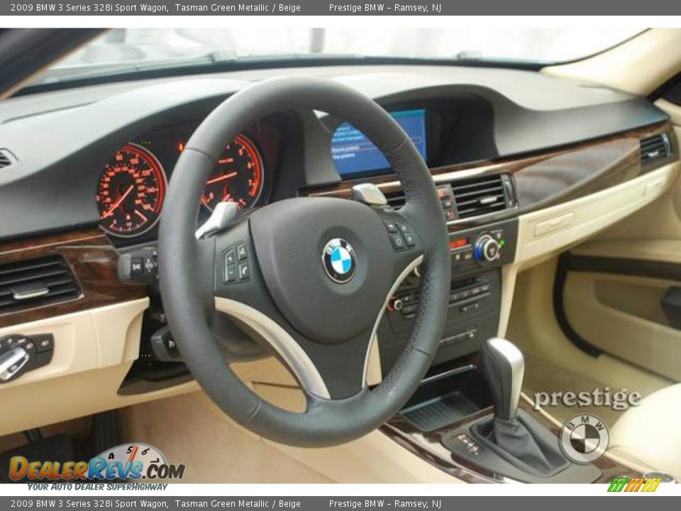 2009 BMW 3 Series 328i Sport Wagon Tasman Green Metallic / Beige Photo #14