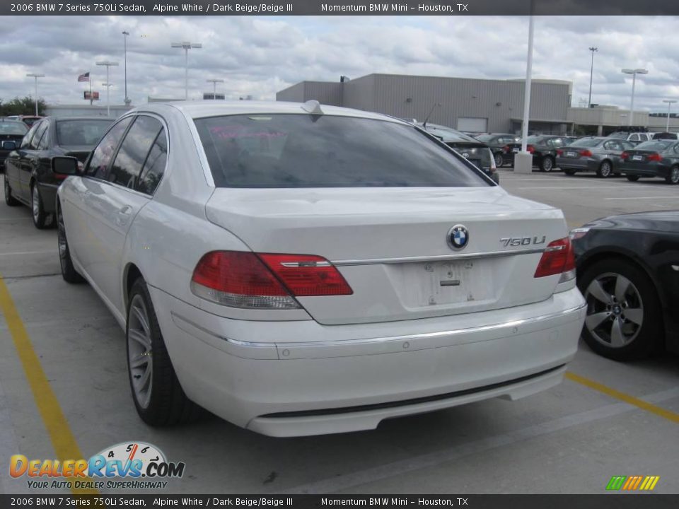 2006 BMW 7 Series 750Li Sedan Alpine White / Dark Beige/Beige III Photo #2