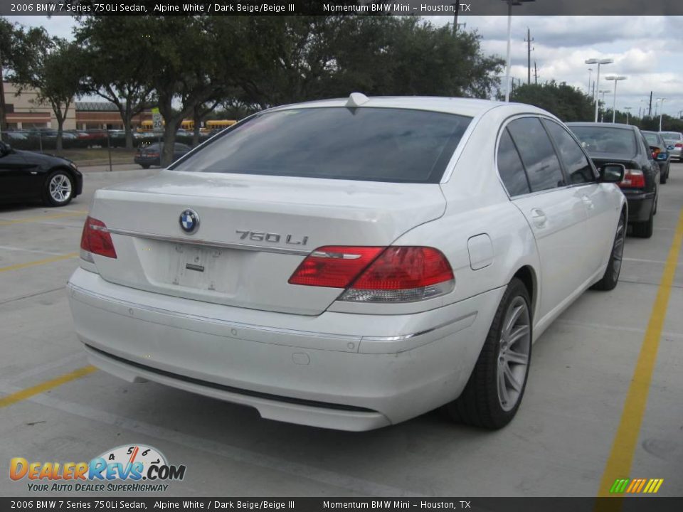 2006 BMW 7 Series 750Li Sedan Alpine White / Dark Beige/Beige III Photo #3