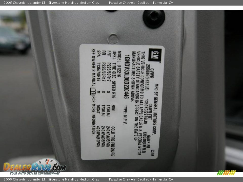 2006 Chevrolet Uplander LT Silverstone Metallic / Medium Gray Photo #29