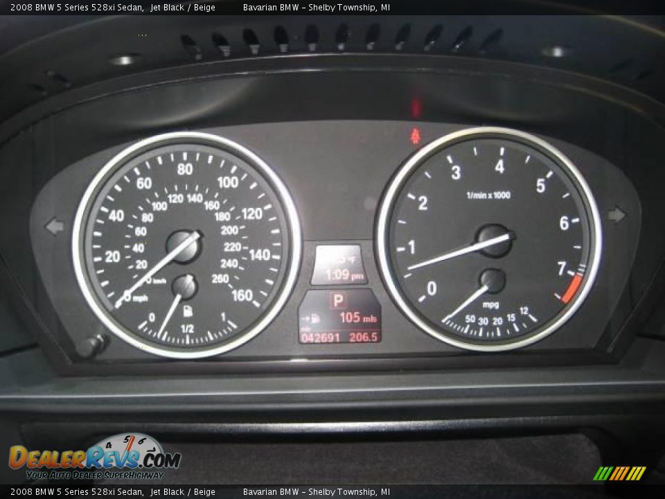 2008 BMW 5 Series 528xi Sedan Jet Black / Beige Photo #22