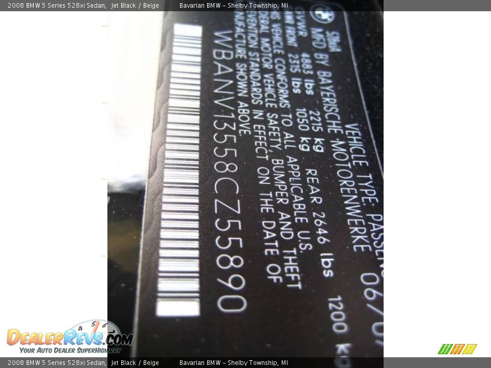 2008 BMW 5 Series 528xi Sedan Jet Black / Beige Photo #24