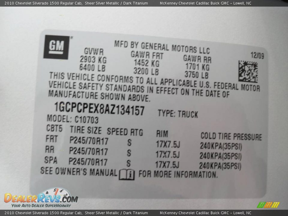 2010 Chevrolet Silverado 1500 Regular Cab Sheer Silver Metallic / Dark Titanium Photo #10