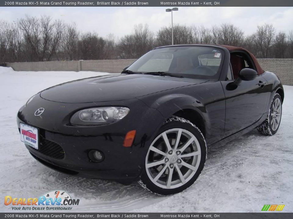 2008 Mazda MX-5 Miata Grand Touring Roadster Brilliant Black / Saddle Brown Photo #1