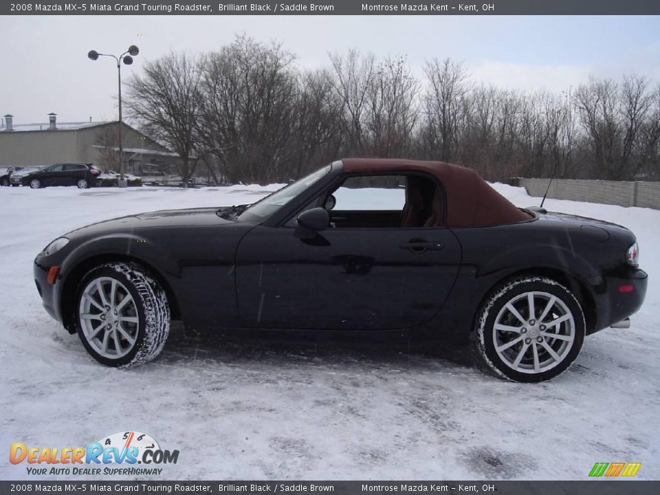 2008 Mazda MX-5 Miata Grand Touring Roadster Brilliant Black / Saddle Brown Photo #2
