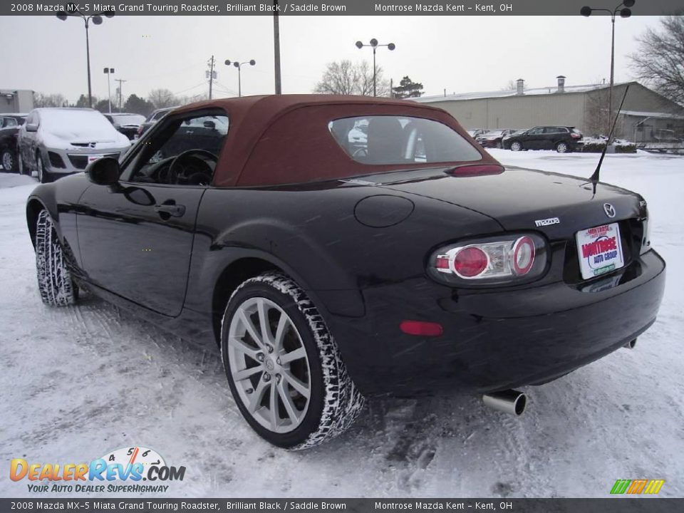 2008 Mazda MX-5 Miata Grand Touring Roadster Brilliant Black / Saddle Brown Photo #3