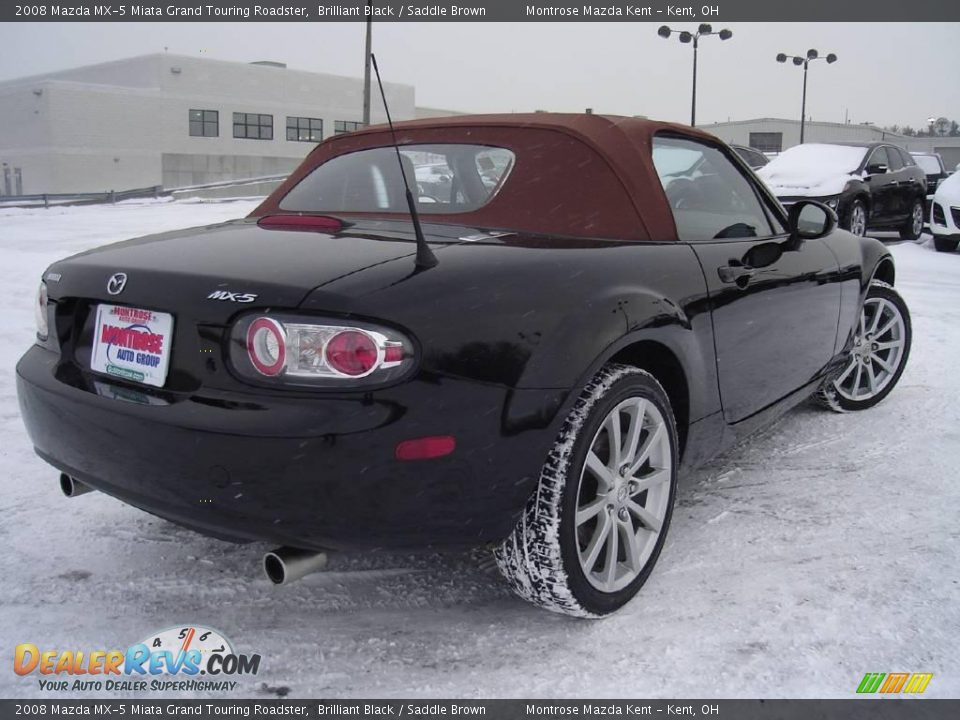 2008 Mazda MX-5 Miata Grand Touring Roadster Brilliant Black / Saddle Brown Photo #5