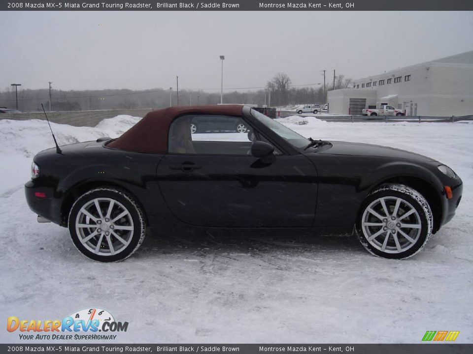2008 Mazda MX-5 Miata Grand Touring Roadster Brilliant Black / Saddle Brown Photo #6