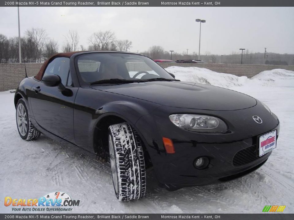 2008 Mazda MX-5 Miata Grand Touring Roadster Brilliant Black / Saddle Brown Photo #7