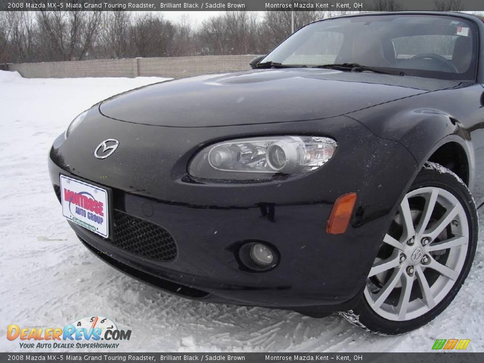 2008 Mazda MX-5 Miata Grand Touring Roadster Brilliant Black / Saddle Brown Photo #9