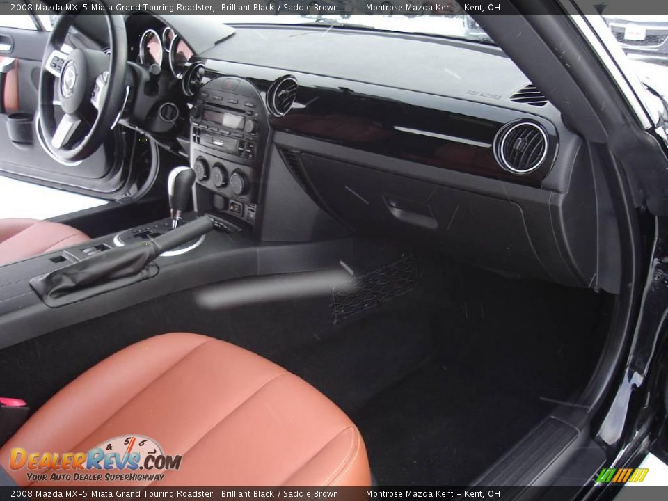 2008 Mazda MX-5 Miata Grand Touring Roadster Brilliant Black / Saddle Brown Photo #17