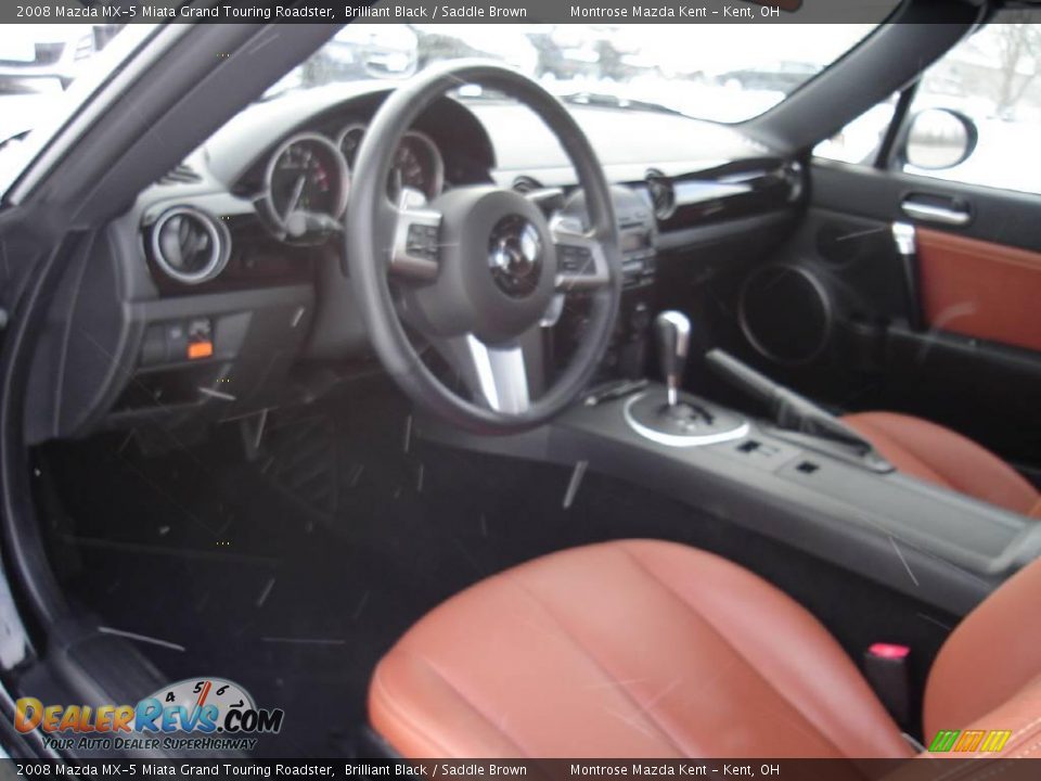 2008 Mazda MX-5 Miata Grand Touring Roadster Brilliant Black / Saddle Brown Photo #19